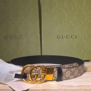 Gucci Beige and Gold Belt